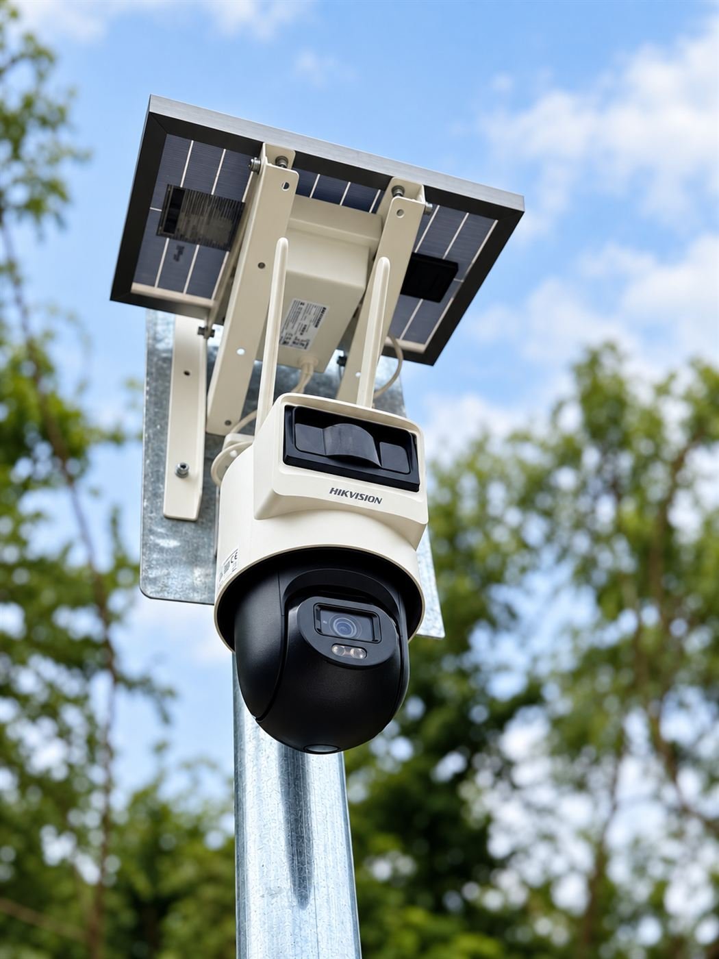 A solar-powered outdoor CCTV camera installed by Truthsol Limited